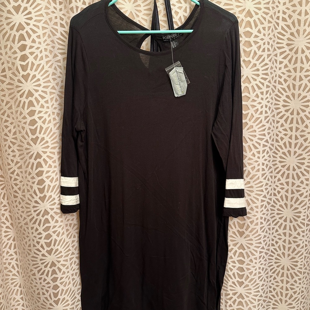 Forever 21 Black Casual Shirt Dress with Vanity Fair Black Slip